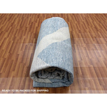 Load image into Gallery viewer, 12&#39;1&quot;x18&#39;4&quot; Stone Blue, Geometric Art Deco Collection, Natural Wool Hand Knotted, Oversized Oriental Rug FWR476520