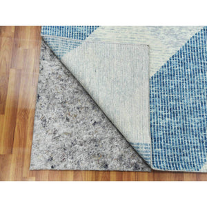 9'2"x12' Stone Blue, Hand Knotted Geometric Art Deco Collection, Organic Wool, Oriental Rug FWR476526