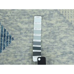 9'2"x12' Stone Blue, Hand Knotted Geometric Art Deco Collection, Organic Wool, Oriental Rug FWR476526
