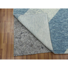 Load image into Gallery viewer, 10&#39;2&quot;x14&#39;2&quot; Stone Blue, 100% Wool Hand Knotted, Geometric Art Deco Collection, Oriental Rug FWR476532
