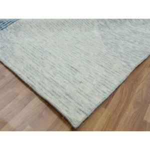 10'2"x14'2" Stone Blue, 100% Wool Hand Knotted, Geometric Art Deco Collection, Oriental Rug FWR476532