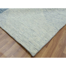 Load image into Gallery viewer, 10&#39;2&quot;x14&#39;2&quot; Stone Blue, 100% Wool Hand Knotted, Geometric Art Deco Collection, Oriental Rug FWR476532
