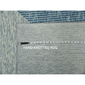 10'2"x14'2" Stone Blue, 100% Wool Hand Knotted, Geometric Art Deco Collection, Oriental Rug FWR476532