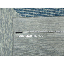 Load image into Gallery viewer, 10&#39;2&quot;x14&#39;2&quot; Stone Blue, 100% Wool Hand Knotted, Geometric Art Deco Collection, Oriental Rug FWR476532