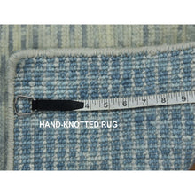 Load image into Gallery viewer, 2&#39;x3&#39; Stone Blue, Extra Soft Wool Hand Knotted, Geometric Art Deco Collection, Mat Oriental Rug FWR476550