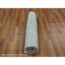Load image into Gallery viewer, 2&#39;x3&#39; Stone Blue, Hand Knotted, Modern Grass Design, Wool with touch of Silk, Tone on Tone, Lush and Plush, Sample, Mat, Oriental Rug FWR459774