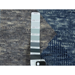 2'x3' Beau Blue, Geometric Art Deco Collection Soft To The Touch, Natural Wool Hand Knotted, Mat Oriental Rug FWR476556