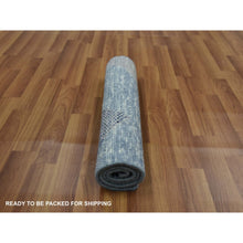 Load image into Gallery viewer, 2&#39;x3&#39; Beau Blue, Geometric Art Deco Collection Soft To The Touch, Natural Wool Hand Knotted, Mat Oriental Rug FWR476556