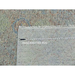9'x12' Green, Hand Knotted, Tone On Tone Obscured And Subtle Collection, Natural Dyes, Soft Wool, Oriental Rug FWR476610