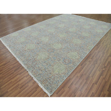 Load image into Gallery viewer, 10&#39;x14&#39;2&quot; Green, Hand Knotted Rug, Tone On Tone Obscured And Subtle Collection, Natural Dyes Soft Wool, Oriental Rug FWR476616