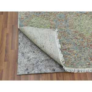 10'x14'2" Green, Hand Knotted Rug, Tone On Tone Obscured And Subtle Collection, Natural Dyes Soft Wool, Oriental Rug FWR476616