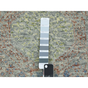 10'x14'2" Green, Hand Knotted Rug, Tone On Tone Obscured And Subtle Collection, Natural Dyes Soft Wool, Oriental Rug FWR476616
