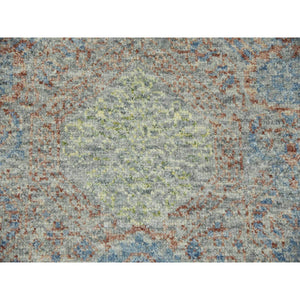 10'x14'2" Green, Hand Knotted Rug, Tone On Tone Obscured And Subtle Collection, Natural Dyes Soft Wool, Oriental Rug FWR476616