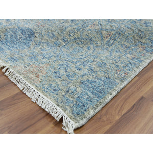 11'10"x17'10" Blue, Oversize Natural Dyes, Tone On Tone Obscured And Subtle Collection, Pure Wool, Hand Knotted, Soft Pile, Oriental Rug FWR476646