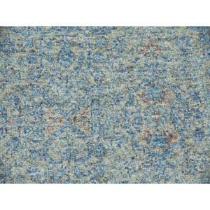 11'10"x17'10" Blue, Oversize Natural Dyes, Tone On Tone Obscured And Subtle Collection, Pure Wool, Hand Knotted, Soft Pile, Oriental Rug FWR476646