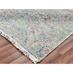12'x15'2" Green, Oversize, Soft Luxurious Wool, Tone On Tone Obscured And Subtle Collection,  Hand Knotted, Oriental Rug FWR476658