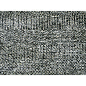 12'1"x18'2" Medium Gray, Modern Grass Design, Natural Undyed Wool, Hand Knotted, Oversized Oriental Rug FWR476700