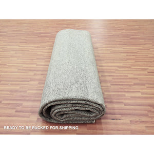 12'1"x18'2" Medium Gray, Modern Grass Design, Natural Undyed Wool, Hand Knotted, Oversized Oriental Rug FWR476700