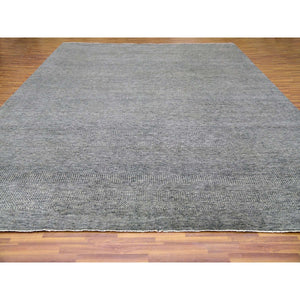 12'x15'1" Medium Gray, Hand Knotted, Modern Grass Design, Natural Undyed Wool, Oversized Oriental Rug FWR476706