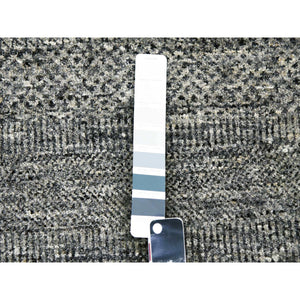 12'x15'1" Medium Gray, Hand Knotted, Modern Grass Design, Natural Undyed Wool, Oversized Oriental Rug FWR476706