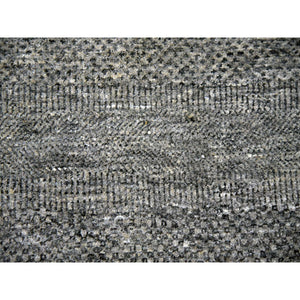 12'x15'1" Medium Gray, Hand Knotted, Modern Grass Design, Natural Undyed Wool, Oversized Oriental Rug FWR476706