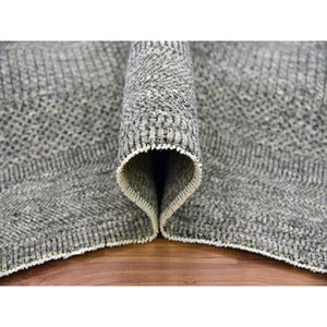 8'x10'1" Medium Gray, Modern Grass Design, Natural Undyed Wool, Hand Knotted, Oriental Rug FWR476718