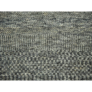 8'x10'1" Medium Gray, Modern Grass Design, Natural Undyed Wool, Hand Knotted, Oriental Rug FWR476718