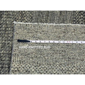 8'x10'1" Medium Gray, Modern Grass Design, Natural Undyed Wool, Hand Knotted, Oriental Rug FWR476718