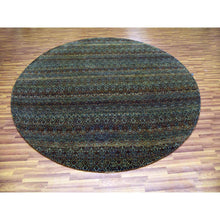 Load image into Gallery viewer, 9&#39;10&quot;x9&#39;10&quot; Rust Brown, Hand Knotted, Kohinoor Herat Small Geometric Repetitive Design, 100% Plush Wool, Round Oriental Rug FWR476748