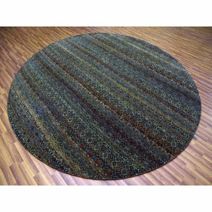 9'10"x9'10" Rust Brown, Hand Knotted, Kohinoor Herat Small Geometric Repetitive Design, 100% Plush Wool, Round Oriental Rug FWR476748