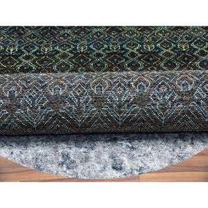 9'10"x9'10" Rust Brown, Hand Knotted, Kohinoor Herat Small Geometric Repetitive Design, 100% Plush Wool, Round Oriental Rug FWR476748