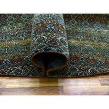 Load image into Gallery viewer, 9&#39;10&quot;x9&#39;10&quot; Rust Brown, Hand Knotted, Kohinoor Herat Small Geometric Repetitive Design, 100% Plush Wool, Round Oriental Rug FWR476748