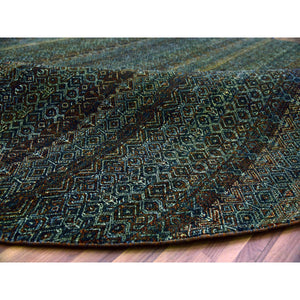 9'10"x9'10" Rust Brown, Hand Knotted, Kohinoor Herat Small Geometric Repetitive Design, 100% Plush Wool, Round Oriental Rug FWR476748