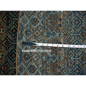 9'10"x9'10" Rust Brown, Hand Knotted, Kohinoor Herat Small Geometric Repetitive Design, 100% Plush Wool, Round Oriental Rug FWR476748