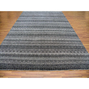 10'x13'10" Arsenic Gray, Hand Knotted, Kohinoor Herat Small Geometric Repetitive Design, 100% Plush Wool, Oriental Rug FWR476754