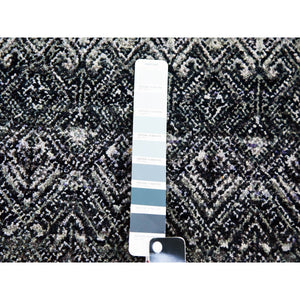 10'x13'10" Arsenic Gray, Hand Knotted, Kohinoor Herat Small Geometric Repetitive Design, 100% Plush Wool, Oriental Rug FWR476754