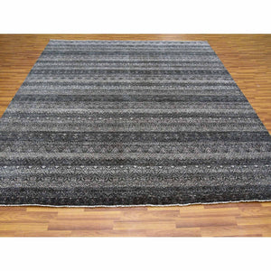 10'x10' Arsenic Gray, 100% Plush Wool, Hand Knotted, Kohinoor Herat Small Geometric Repetitive Design, Square Oriental Rug FWR476760