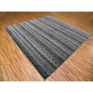 10'x10' Arsenic Gray, 100% Plush Wool, Hand Knotted, Kohinoor Herat Small Geometric Repetitive Design, Square Oriental Rug FWR476760
