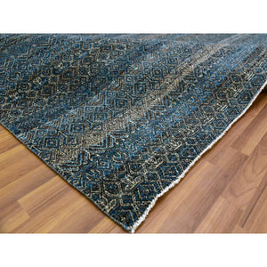 10'1"x10'1" Yale Blue, Hand Knotted, Kohinoor Herat Small Geometric Repetitive Design, 100% Plush Wool, Square Oriental Rug FWR476772