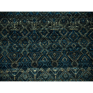 10'1"x10'1" Yale Blue, Hand Knotted, Kohinoor Herat Small Geometric Repetitive Design, 100% Plush Wool, Square Oriental Rug FWR476772