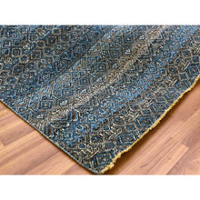 Load image into Gallery viewer, 8&#39;x10&#39; Yale Blue, Kohinoor Herat Small Geometric Repetitive Design, 100% Plush Wool, Hand Knotted, Oriental Rug FWR476778