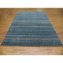 Load image into Gallery viewer, 8&#39;x10&#39; Yale Blue, Hand Knotted, Kohinoor Herat Small Geometric Repetitive Design, 100% Plush Wool, Oriental Rug FWR476784