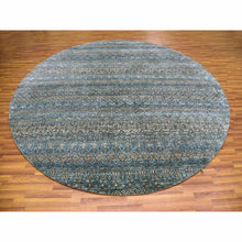 Load image into Gallery viewer, 10&#39;x10&#39; Yale Blue, 100% Plush Wool, Hand Knotted, Kohinoor Herat Small Geometric Repetitive Design, Round Oriental Rug FWR476790