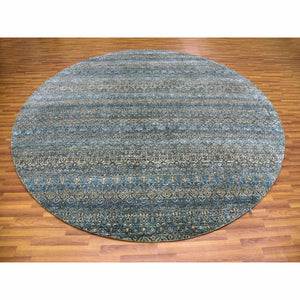 10'x10' Yale Blue, 100% Plush Wool, Hand Knotted, Kohinoor Herat Small Geometric Repetitive Design, Round Oriental Rug FWR476790