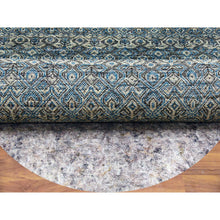 Load image into Gallery viewer, 10&#39;x10&#39; Yale Blue, 100% Plush Wool, Hand Knotted, Kohinoor Herat Small Geometric Repetitive Design, Round Oriental Rug FWR476790