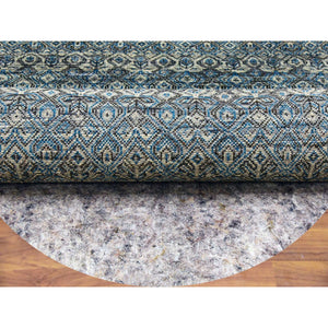 10'x10' Yale Blue, 100% Plush Wool, Hand Knotted, Kohinoor Herat Small Geometric Repetitive Design, Round Oriental Rug FWR476790