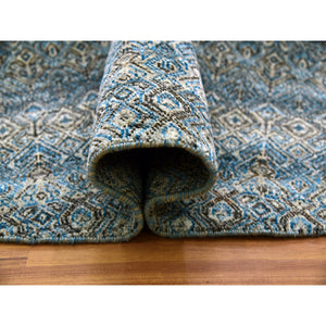 10'x10' Yale Blue, 100% Plush Wool, Hand Knotted, Kohinoor Herat Small Geometric Repetitive Design, Round Oriental Rug FWR476790