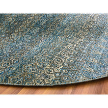Load image into Gallery viewer, 10&#39;x10&#39; Yale Blue, 100% Plush Wool, Hand Knotted, Kohinoor Herat Small Geometric Repetitive Design, Round Oriental Rug FWR476790