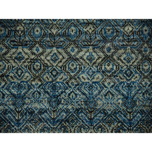 10'x10' Yale Blue, 100% Plush Wool, Hand Knotted, Kohinoor Herat Small Geometric Repetitive Design, Round Oriental Rug FWR476790