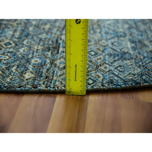10'x10' Yale Blue, 100% Plush Wool, Hand Knotted, Kohinoor Herat Small Geometric Repetitive Design, Round Oriental Rug FWR476790
